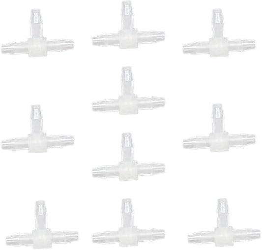 Unifizz T - Piece Hose Equal Paths Tube Accessories,19mm Equal Paths Plastic Hose Tube Connector For Cooling Watering Irrigation, Transparent, 10Pcs