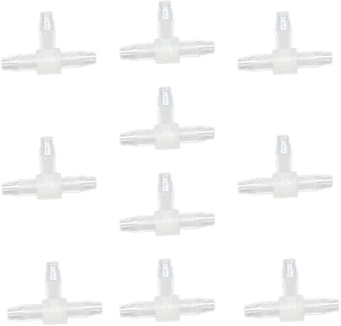 Unifizz T - Piece Hose Equal Paths Tube Accessories,11.1mm Equal Paths Plastic Hose Tube Connector For Cooling Watering Irrigation, Transparent, 10Pcs