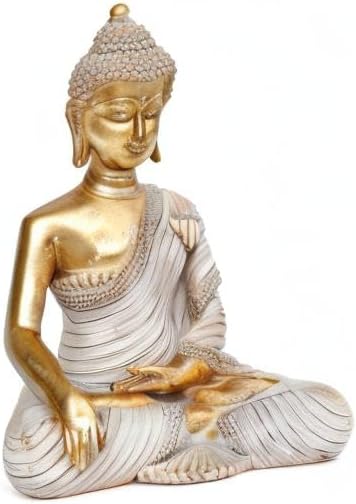 Gold Buddha Statue 10.2'' - Large Indoor Buddha for Home Decor, Zen, Living Room & Meditation
