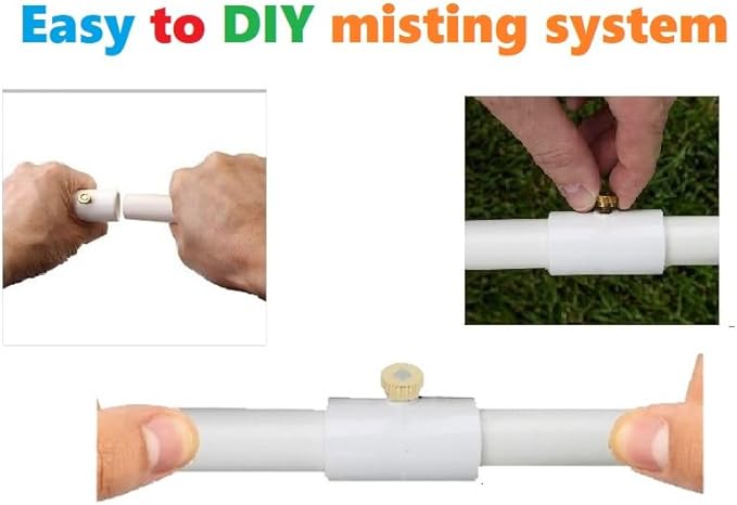 1/2 Inch PVC Coupling with Brass Mist Nozzle PVC Splitter with Brass Misting System Nozzles (Pack of 10)