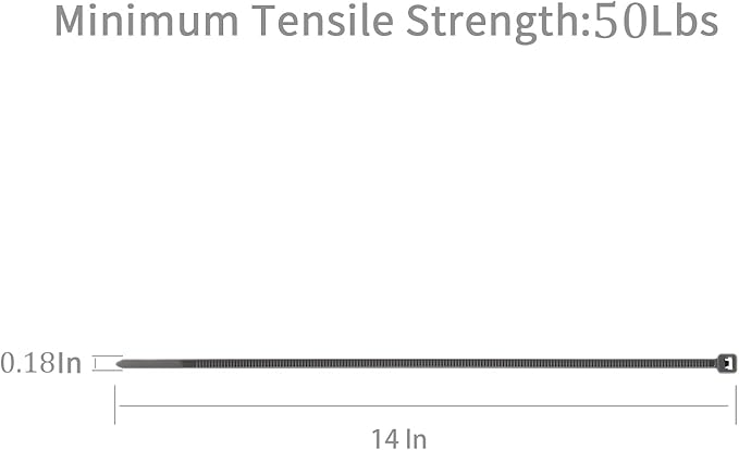 XINGO 100PCS Cable Zip Ties Heavy Duty, Premium Nylon Plastic Wire Ties with 50 Pounds Tensile Strength, Self-Locking Black Nylon Zip Ties for Indoor and Outdoor (14 inch, Silver)