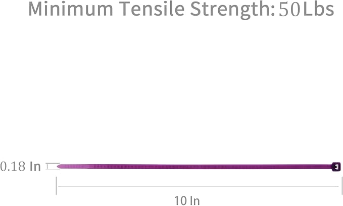 XINGO 100PCS Cable Zip Ties Heavy Duty, Premium Nylon Plastic Wire Ties with 50 Pounds Tensile Strength, Self-Locking Black Nylon Zip Ties for Indoor and Outdoor (10 inch, Purple)