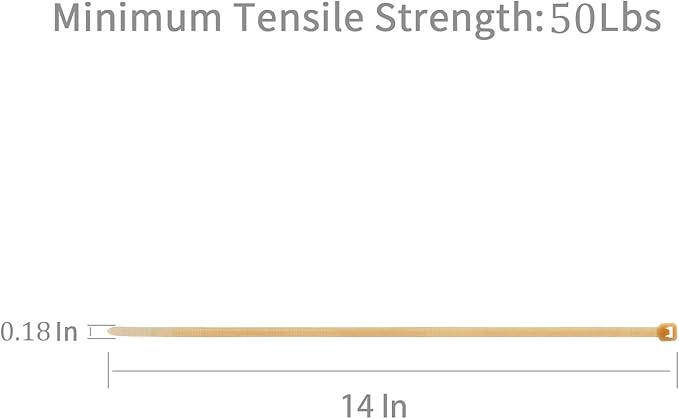 XINGO 100PCS Cable Zip Ties Heavy Duty, Premium Nylon Plastic Wire Ties with 50 Pounds Tensile Strength, Self-Locking Black Nylon Zip Ties for Indoor and Outdoor (14 inch, Gold)