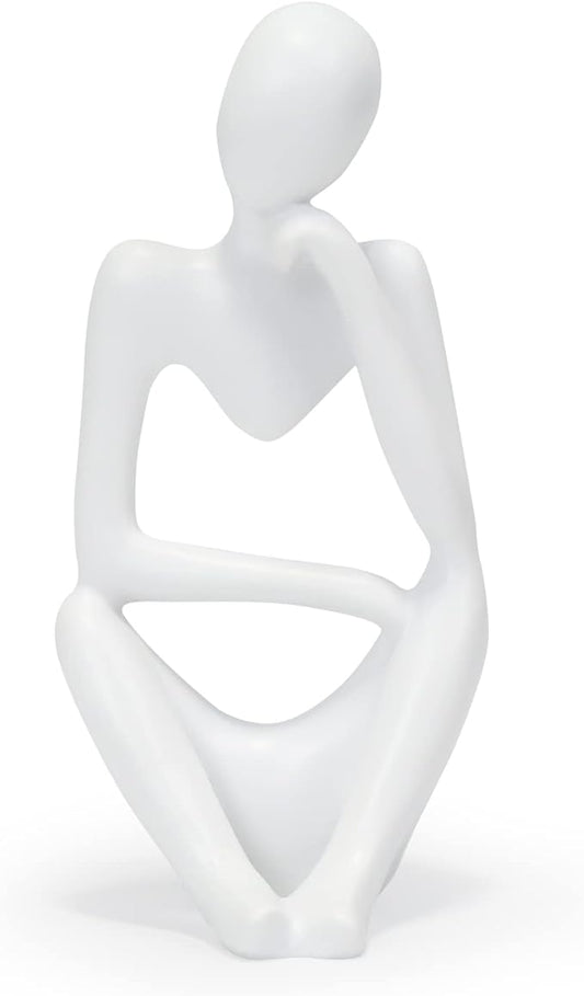 INNOLITES Resin Statue Thinker Style Decoration Abstract Sculptures Collectible Figurines for Home Decor Modern Office Shelf Desktop(White Right)