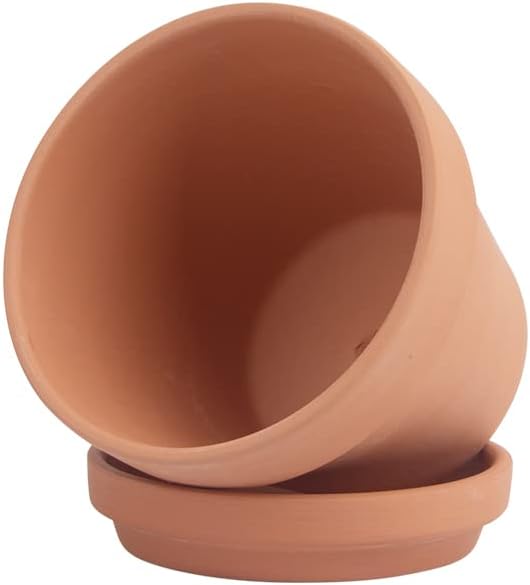 CFKJ [17 Pack] 4 inch Planter Nursery Pots Terracotta Pot Clay with Saucer Ceramic Pottery Cactus Flower Succulent Garden Terra Cotta Plants (17)