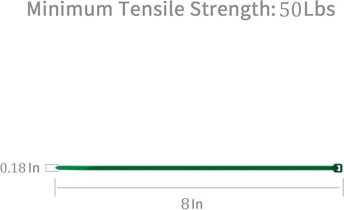 XINGO 1000 PCS Green Zip Ties 8 Inch, 60 LBS Tensile Strength, Self-Locking Nylon Plastic Nylon PA66 Wire Ties for Indoor and Outdoor Use
