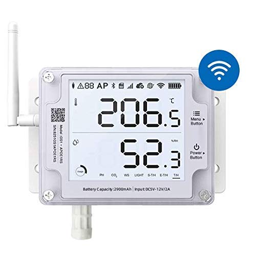 Ubibot GS1-AETH1RS + Siren Bundle Ethernet Thermometer Hygrometer, WiFi Temperature Humidity Sensor, Digital Temperature Data Logger, Free App Email Alert(2.4GHz WiFi & RJ45 Ethernet, no hub Required)