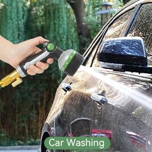 Garden Hose Nozzle Heavy Duty,Metal Water Hose Nozzle with 10 Adjustable Spray Patterns, High Pressure Hose Sprayer Nozzle Thumb Control On Off Valve for Lawn & Plant Watering, Car & Pet Washing