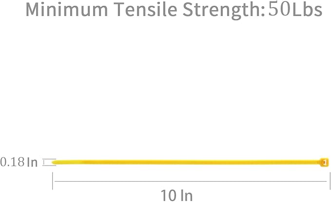 XINGO 100PCS Cable Zip Ties Heavy Duty, Premium Nylon Plastic Wire Ties with 50 Pounds Tensile Strength, Self-Locking Black Nylon Zip Ties for Indoor and Outdoor (10 inch, Yellow)