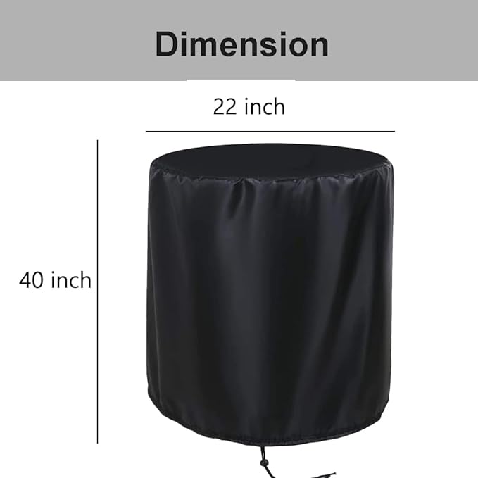 Round Fire Pit Cover, 22 Inches Diameter, 22 x 40 inch Waterproof Firepit Covers, for Patio Fire Pit, Full Coverage Dustproof Anti UV Outdoor Fire Pit Cover