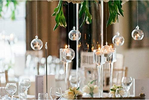 24 Pcs 3.15"/ 8cm Hanging Glass Tealight Holder Globe, Plant Terrariums Glass Orbs, Air Plants Tea Light Candle Holders, Home Decor Indoor Outdoor Garden (20 Pcs + 4 Pcs)
