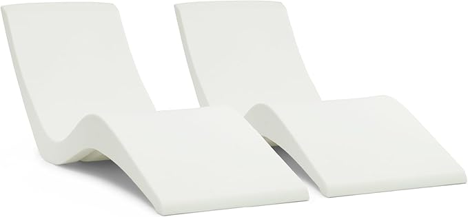 Aqua Outdoors Pool Chaise Lounge Chairs for Ledge & Shelf, Water-Weighted Pool Lounger for Depths Up to 9”, No Screw Plugs & Tools Needed, Classic White Ledge Lounger, Set of 2