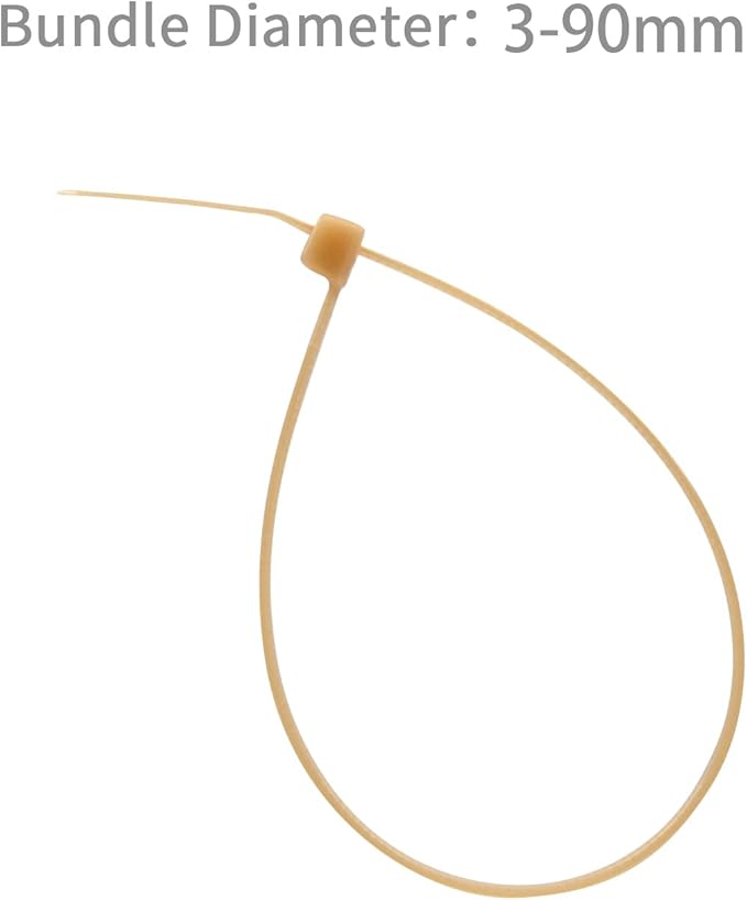 XINGO 100PCS Cable Zip Ties Heavy Duty, Premium Nylon Plastic Wire Ties with 50 Pounds Tensile Strength, Self-Locking Black Nylon Zip Ties for Indoor and Outdoor (14 inch, Gold)