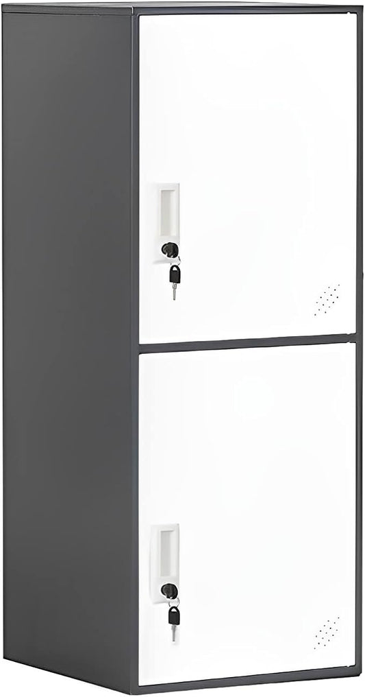 2 Door Vertical Stackable Storage Cabinet with Lock,Anti-Failing Device, Metal Lcoker,Organizer for Office, Home, Gym, School,Employee,Kids. (2D-Grey)