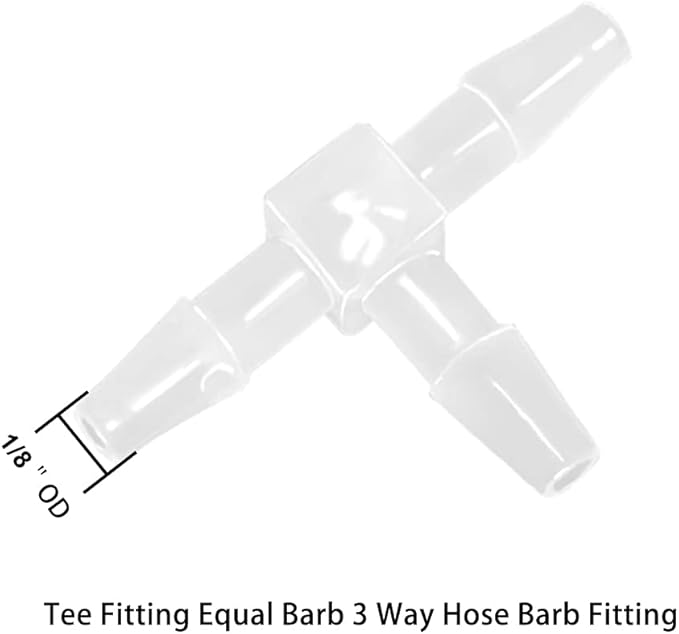 1/8" Tee Fitting Equal Barb 3 Way Hose Barb Fitting，Splicer Joint Mender Adapter Union Fitting for Fuel Gas Liquid Air (Pack of 5) for Fuel Gas Liquid Air (Pack of 5)