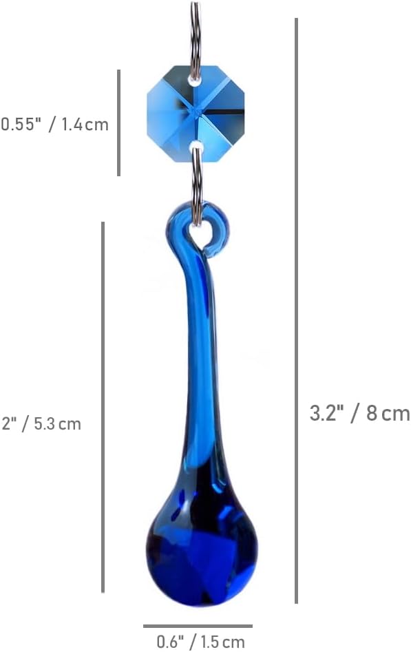 12pcs Raindrop Crystal Chandelier Prisms Parts, Colored 53mm Hanging Crystals Beads for Window, Home Decoration (Multi Color)