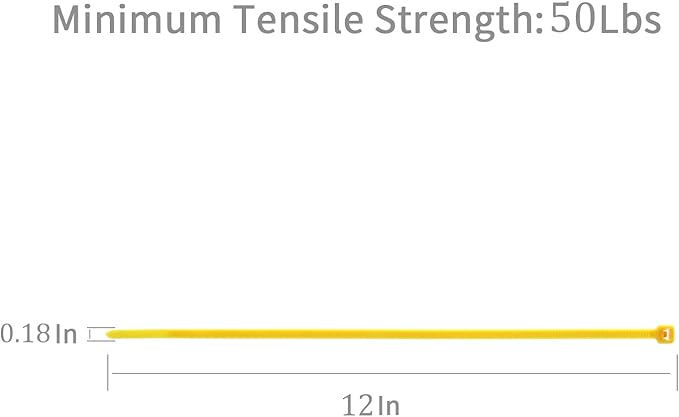 XINGO 100PCS Cable Zip Ties Heavy Duty, Premium Nylon Plastic Wire Ties with 50 Pounds Tensile Strength, Self-Locking Black Nylon Zip Ties for Indoor and Outdoor (12 inch, Yellow)