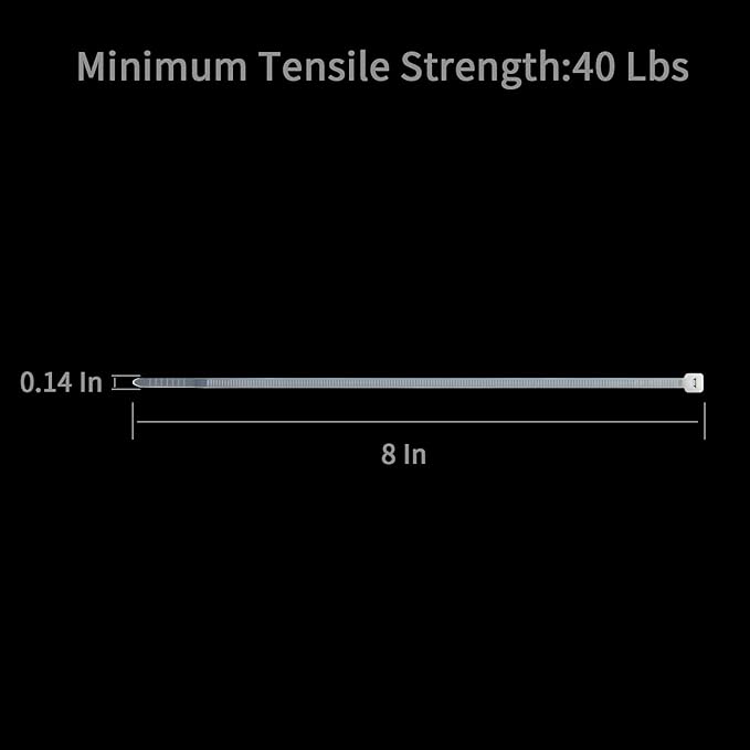 XINGO 8 Inch White Cable Zip Ties (500 Pack), 40 Lbs Tensile Strength-Heavy Duty, Self-Locking Nylon Plastic Nylon Wire Ties for indoor and outdoor use