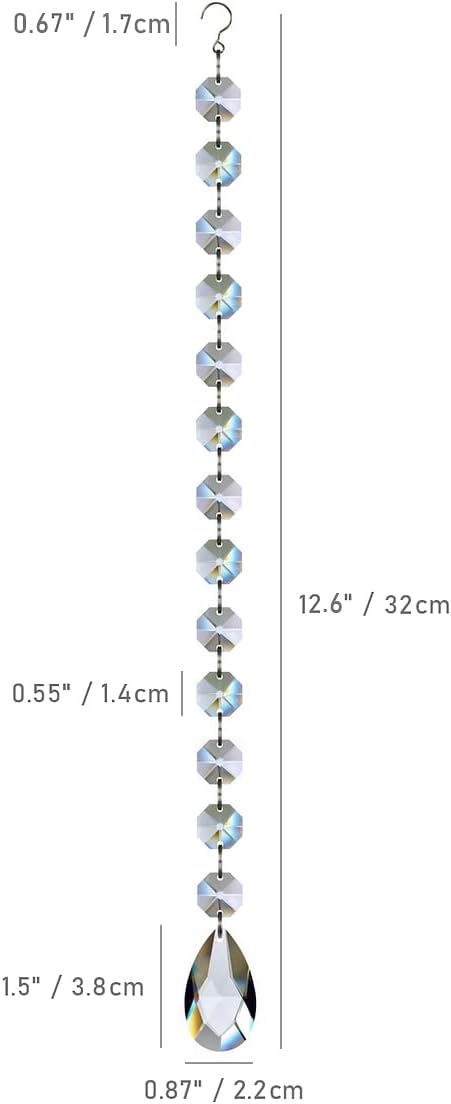 1ft 10pcs Teardrop Crystals Garland, Hanging Chandelier Crystals Prism Beads Chain for Wedding Home Decoration Clear GOLDENHAITAI