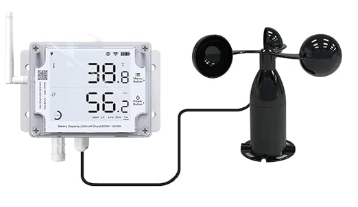 Ubibot GS1-AETH1RS + Wind Speed Sensor Probe Bundle Ethernet Thermometer Hygrometer, WiFi Temperature Humidity Sensor, Digital Temperature Data Logger, Free App Email Alert(2.4GHz WiFi & RJ45 Ethernet