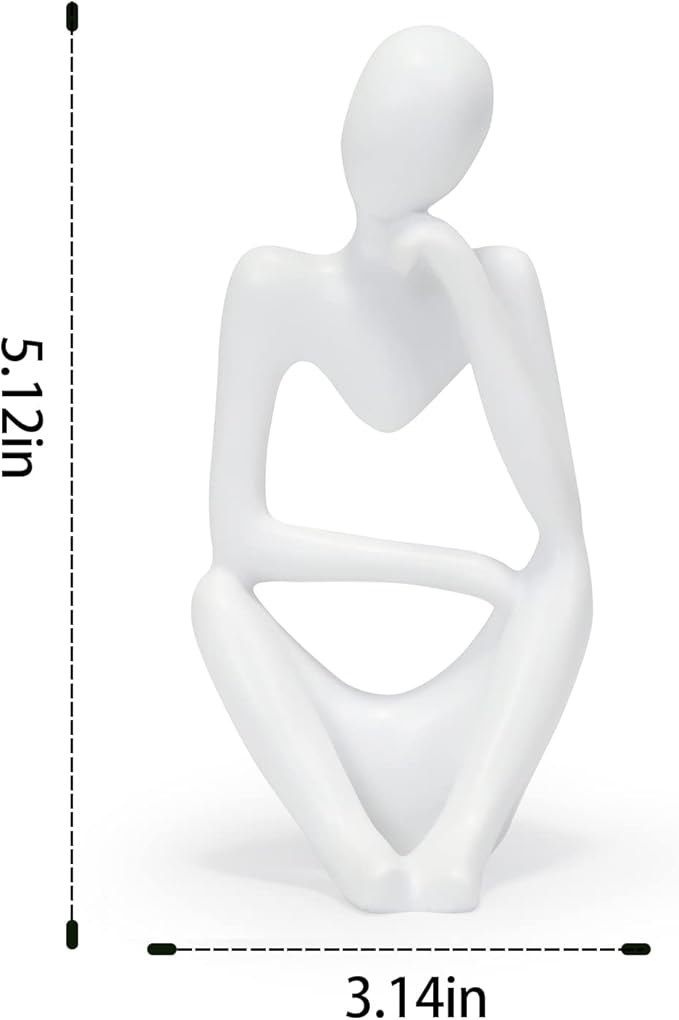 INNOLITES Resin Statue Thinker Style Decoration Abstract Sculptures Collectible Figurines for Home Decor Modern Office Shelf Desktop(White Right)