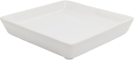 Square Plant Saucer 10 Inch 1 Pack，Plant Trays for Pots, White Ceramic Plant Saucers for Indoors Outdoors, Plant Drip Tray 4 6 8 10 12 14 Inch