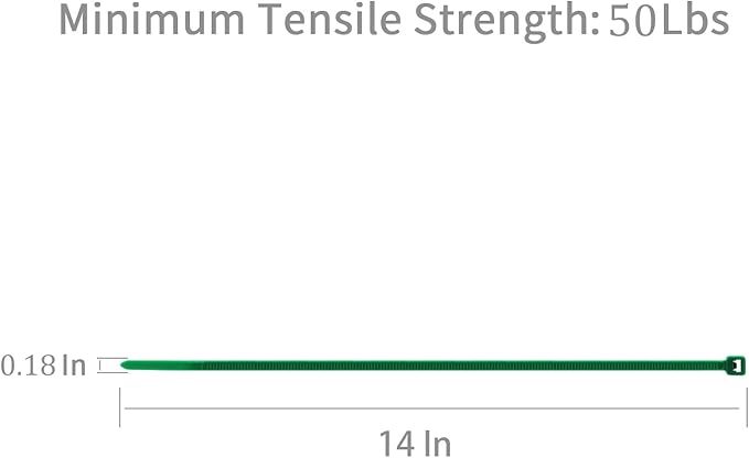 XINGO 100PCS Cable Zip Ties Heavy Duty, Premium Nylon Plastic Wire Ties with 50 Pounds Tensile Strength, Self-Locking Black Nylon Zip Ties for Indoor and Outdoor (14 inch, Green)