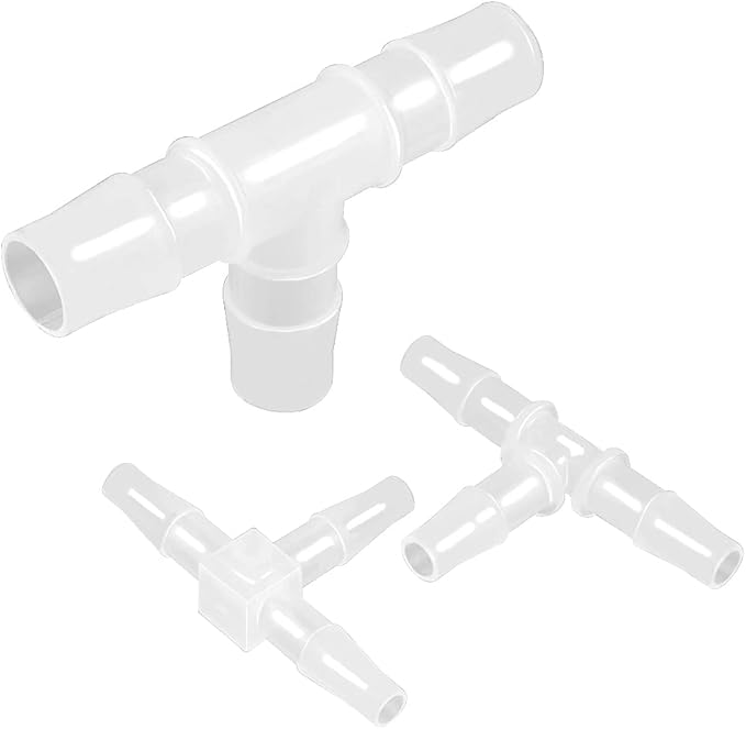 3/4" Tee Fitting Equal Barb 3 Way Hose Barb Fitting Splicer Joint Mender Adapter Union Fitting for Fuel Gas Liquid Air (Pack of 5)