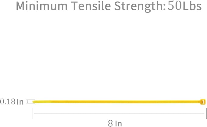 XINGO 1000 PCS Yellow Zip Ties 8 Inch, 60 LBS Tensile Strength, Self-Locking Nylon Plastic Nylon PA66 Wire Ties for Indoor and Outdoor Use