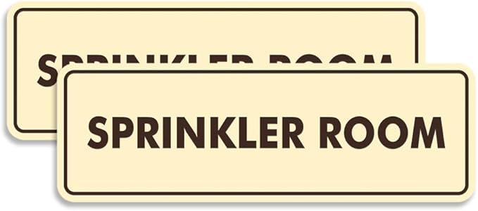 Signs ByLITA Standard Sprinkler Room Sign (Ivory/Dark Brown) - Medium 2 Pack