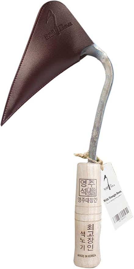 HandPlowHoe Gardentool with Safety Cover for Easy Gardening, Weeding and Farming Made by Korean Master Blacksmith (M GLOVE)