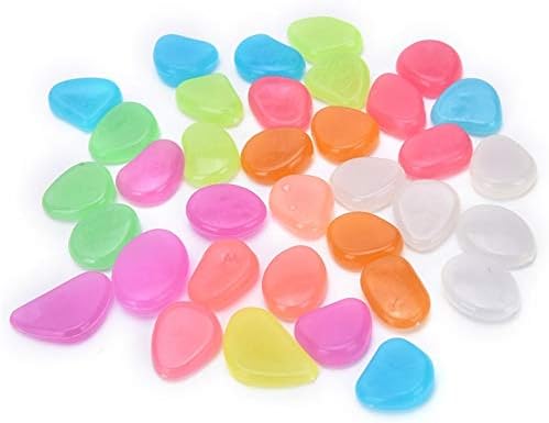 Oubest Glow in The Dark Pebbles/Glow Stones/Glowing Rocks Blue Decor for Garden/Fish Tank/Aquarium/Walkway/Driveway/Plant Pots/Bonsai (200, Multi-Colored)