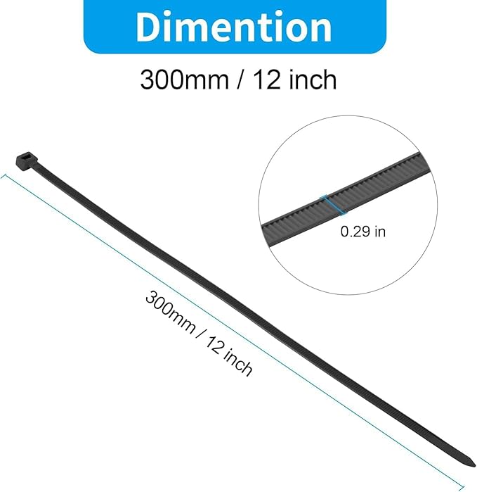 XINGO 12 Inch Blue Zip Ties Heavy Duty 100 Pack, 120 LBS Tensile Strength, Premium Nylon Cable Wire Ties, Self-locking Plastic Ties for Indoor and Outdoor Use