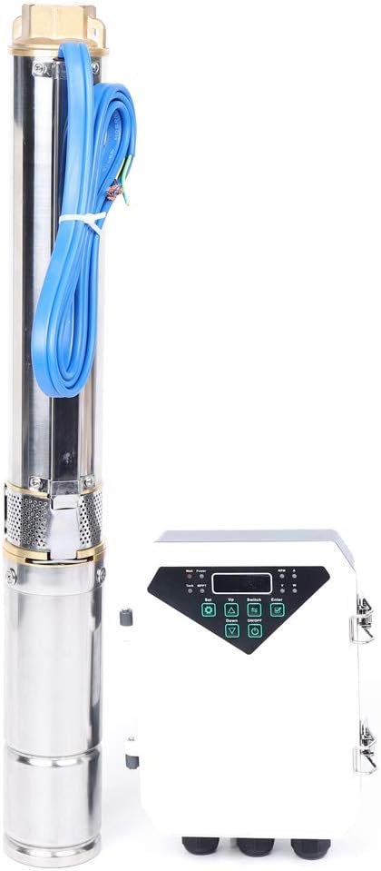 Deep Well Submersible Pump, 400W DC 48V Solar Water Pump 3Inch Stainless Steel Submersible Well Pump, Maximum Head 154.2ft for Farm Ranch Irrigation