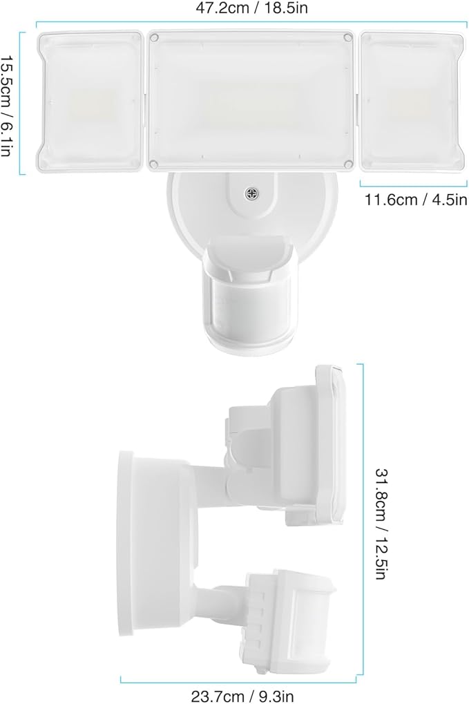 Olafus 75W Motion Sensor Outdoor Lights, 7000lm Motion Flood Light Dusk to Dawn, IP65 Waterproof LED Security Floodlights, 6500K Motion Detector Lights for Outside, White