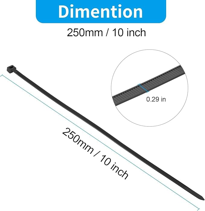 XINGO 10 Inch Blue Zip Ties Heavy Duty 100 Pack, 120 LBS Tensile Strength, Premium Nylon Cable Wire Ties, Self-locking Plastic Ties for Indoor and Outdoor Use