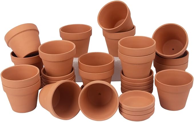 CFKJ [17 Pack] 4 inch Planter Nursery Pots Terracotta Pot Clay with Saucer Ceramic Pottery Cactus Flower Succulent Garden Terra Cotta Plants (17)