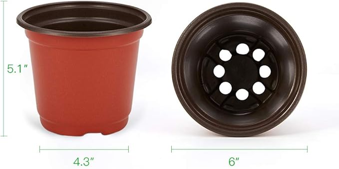 JERIA 100-Pack 6 Inch Plastic Nursery Pots Come with 100 Pcs Labels, Seedling Flower Plant Container and Seed Starting Pots