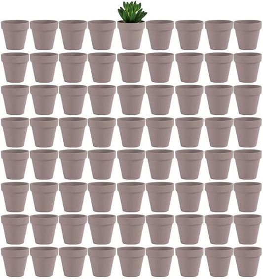 Yishang 72 pcs Small Mini Grey Clay Pots, 2.5'' Terracotta Pot Clay Ceramic Pottery Planter,Cactus Flower Terra Cotta Pots,Succulents Nursery Pots,with Drainage Hole,Great for Crafts,Wedding Favor