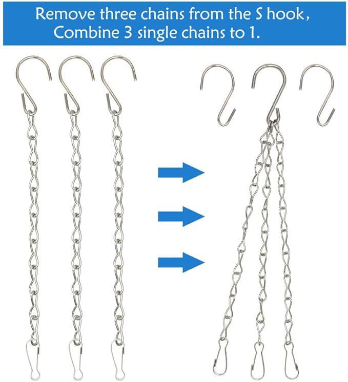 10 Pack 9.5 Inch Silver Hanging Chains for Hanging Bird Feeders, Bird Houses, Planters, Baskets, Birdbaths, Lanterns, Wind Chimes, Billboards, Signs and Ornaments