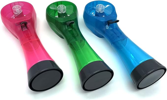 Water Misting Fans Portable Personal Handheld Spray Fan Cooling Outdoor Cooler, Pack of 3 (Blue/Green/Pink)