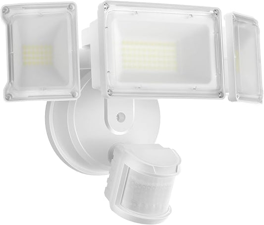 Olafus 75W Motion Sensor Outdoor Lights, 7000lm Motion Flood Light Dusk to Dawn, IP65 Waterproof LED Security Floodlights, 6500K Motion Detector Lights for Outside, White