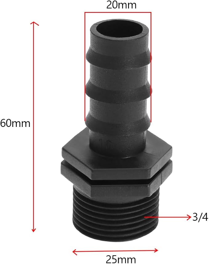SING F LTD 20pcs 20mm to 3/4 Inch Couplings Irrigation Hose Connector Garden Hose Connector Kit Barb Connector for Drip Irrigation System Garden Pipe Fitting
