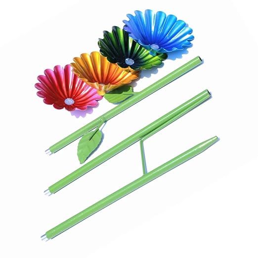 4-Pack Bee Watering Station | Flower-Design Metal Cups | Colorful Garden Decor (Red, Green, Blue, Yellow) | Easy Install | Durable | Bee/Butterfly Feeder & Bath