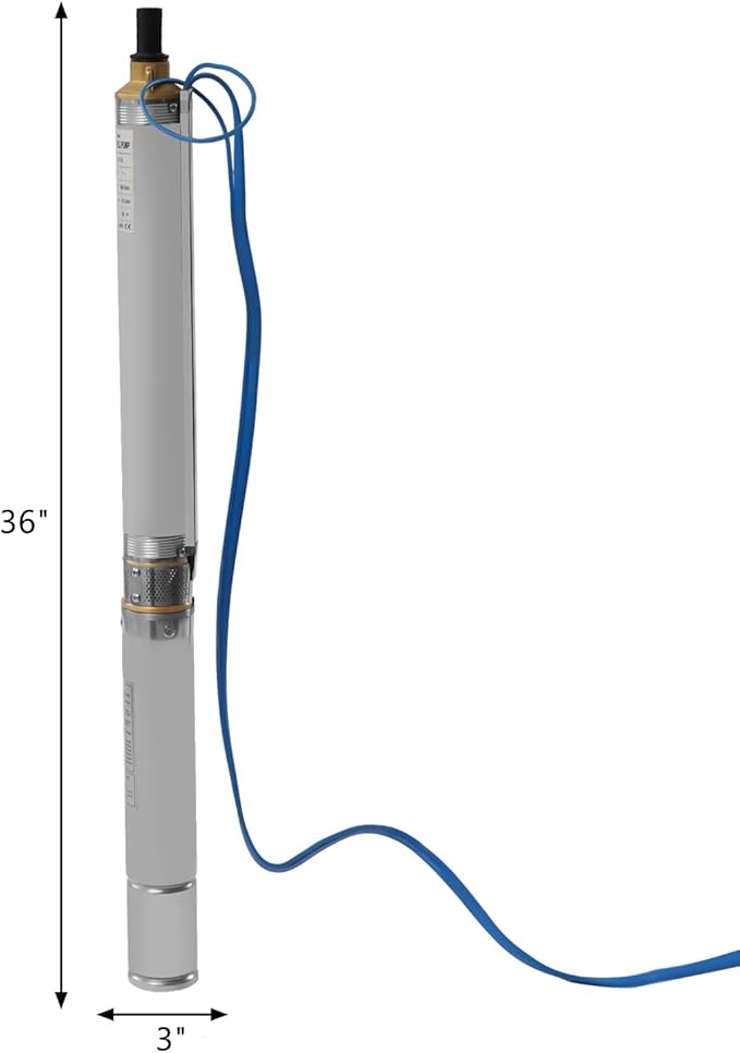 Deep Well Submersible Pump AC 110V 550W Electric Submersible Water Pump, 16 GPM Flow, 295ft Lift, Farm Ranch Irrigation Submersible Bore Hole Deep Well Pump 3420 RPM