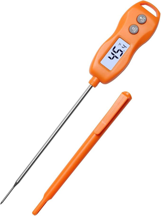 Digital Meat Thermometer Backlight,Waterproof Instant Read Food Thermometer for Cooking Grilling BBQ Baking Liquids Beef Turkey (Orange)