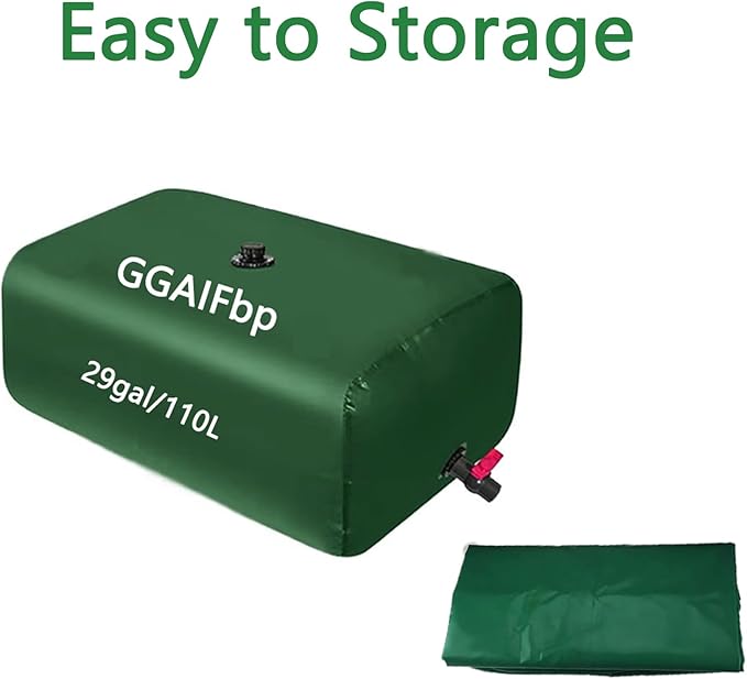 Water Storage Bladder 29Gal/110L Portable Large Capacity Water Storage Containers,Foldable Emergency Water Tank Water Bag W/Spigots and Overflow Kit for RVs, Fire Prevention, Irrigation