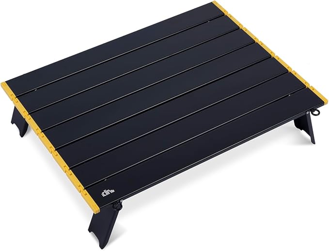 iClimb Ultralight Compact Mini Beach Picnic Folding Alu. Table with Carry Bag, Two Size (Black - L)