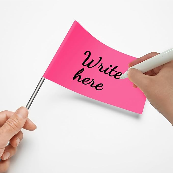 Zozen 50Pack Fluorescent Pink Marking Flags, Writable/15x4x5 Inch, Yard Flags for Lawn & Irrigation & Landscape & Sprinkler & Survey & Dog Training.