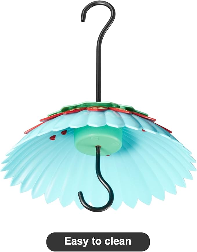 8" Bird Feeder Cover with Ant Moat, Skaithee Bird Feeder Baffle with Hummingbird Feeder Ant Guard & Rain Guard & Shepherd Hooks, Bright Colors Attract More Birds & Anti Rain/Snow/Ants (Blue 8 inches)